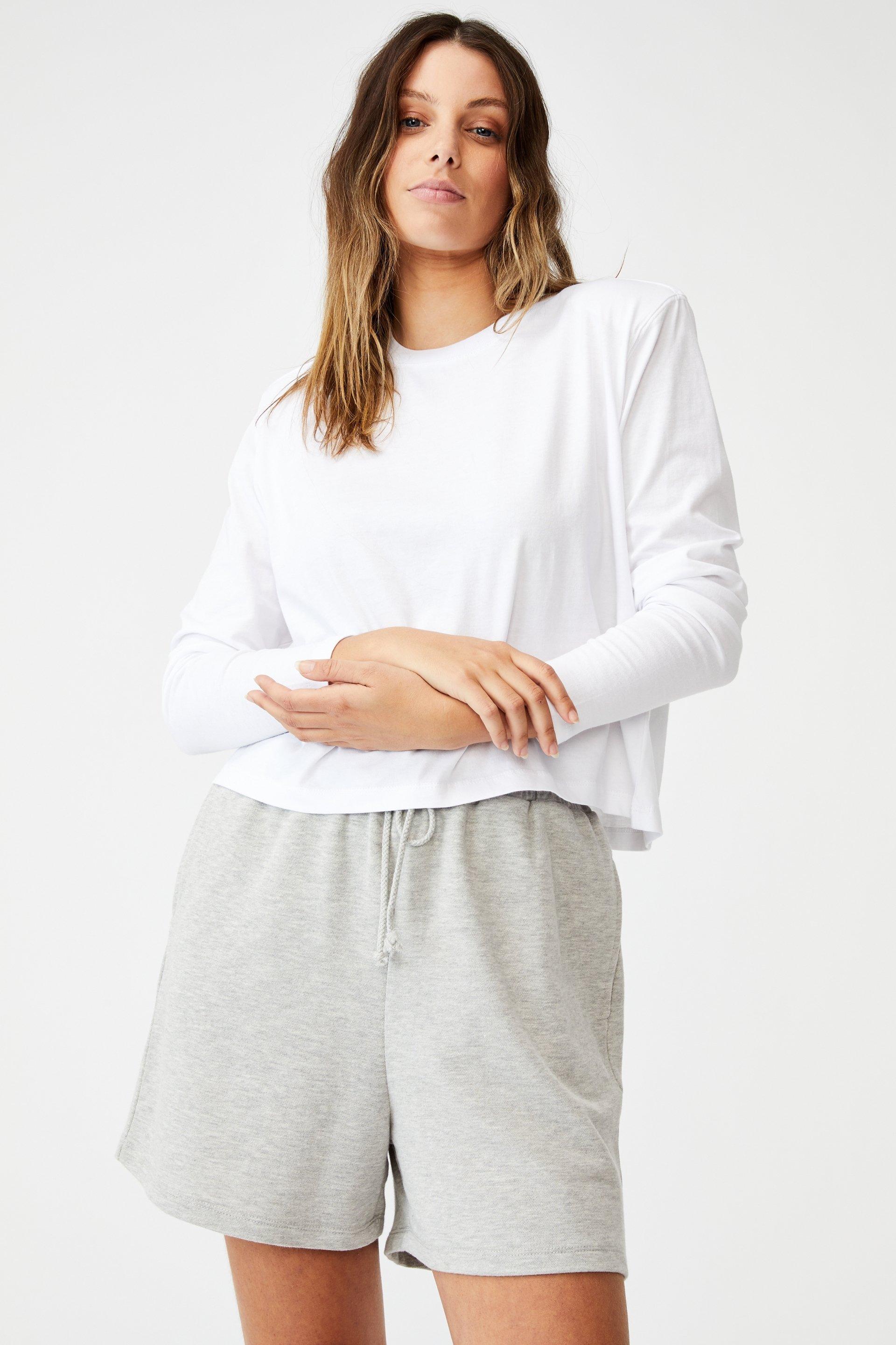 Padded Shoulder Long Sleeve Top White Cotton On T Shirts Vests And Camis 