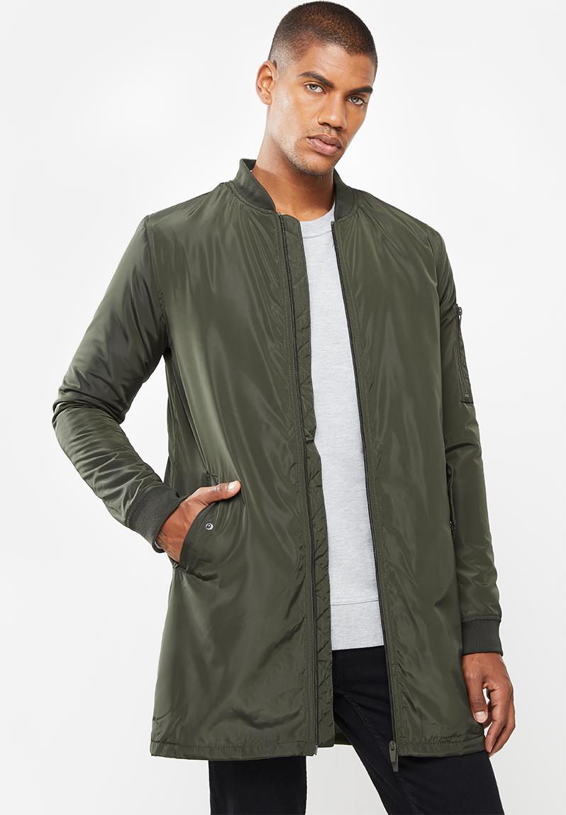 Robinson long length bomber jacket - khaki Brave Soul Jackets ...