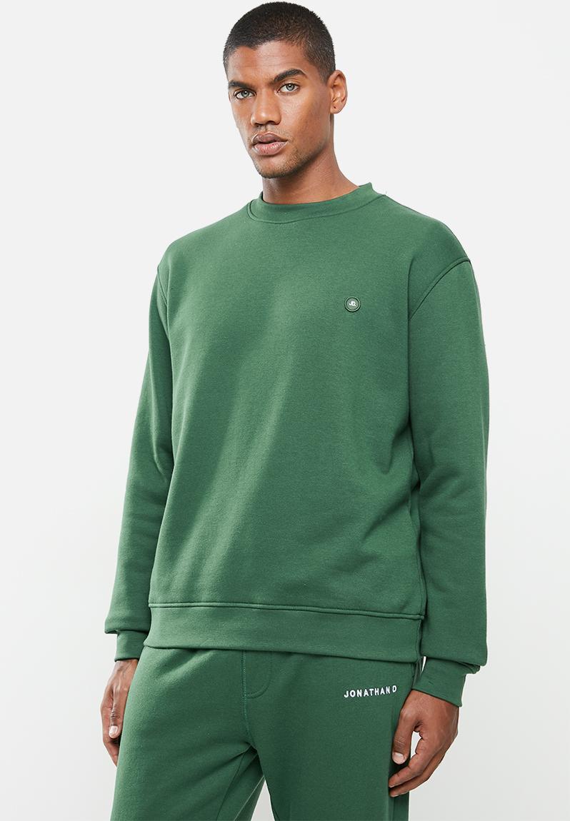 Branded crew neck sweater oversized fit - green Jonathan D Hoodies ...