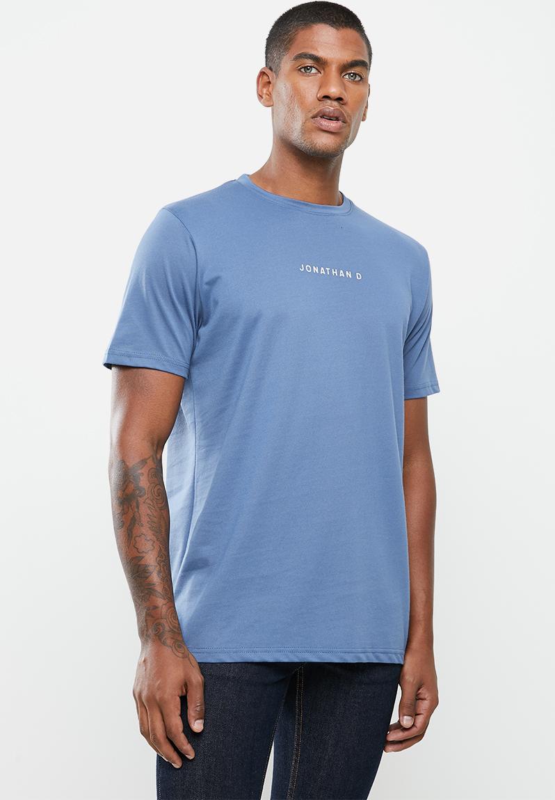 Branded crew neck t-shirt regular fit - blue Jonathan D T-Shirts ...