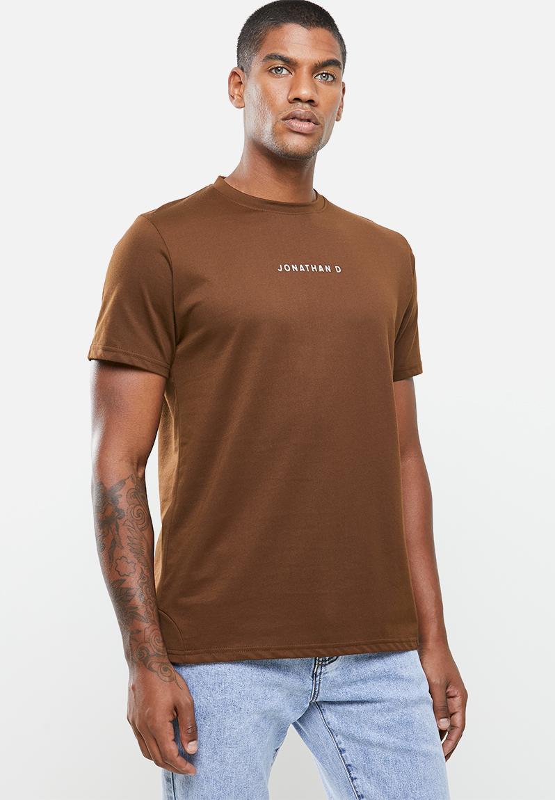 Branded crew neck t-shirt regular fit - brown Jonathan D T-Shirts ...