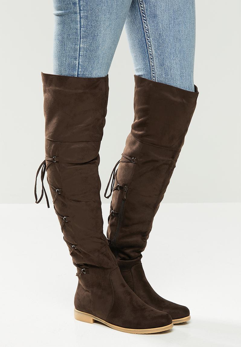 Dorota 3 over the knee boot - choc Miss Black Boots | Superbalist.com