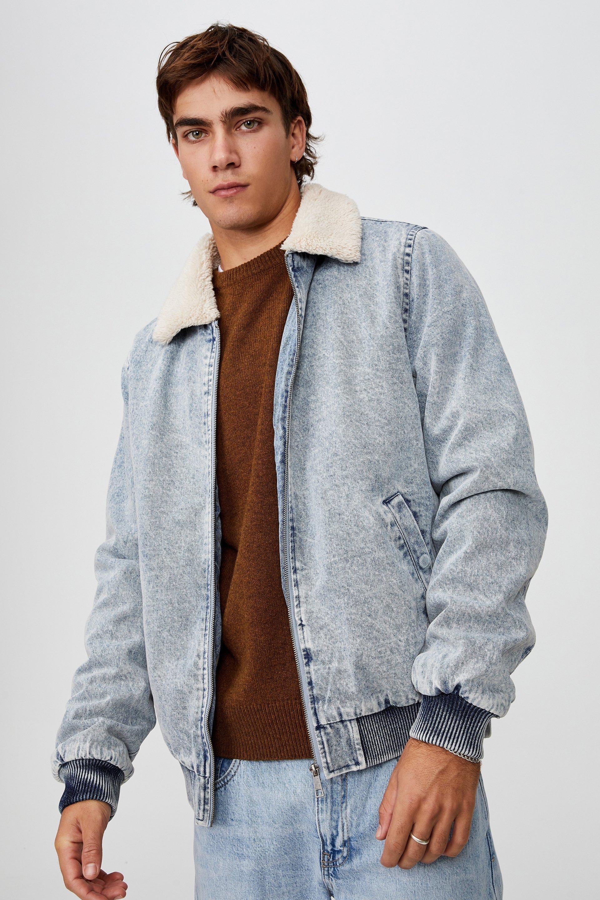 Sherpa collar bomber jacket - beckley blue Cotton On Jackets ...