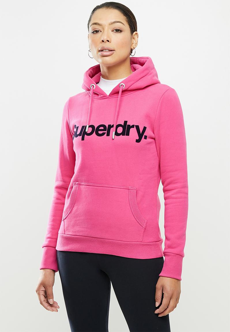 Cl Flock Hoodie - Hot Pink1 Superdry. Hoodies & Sweats 