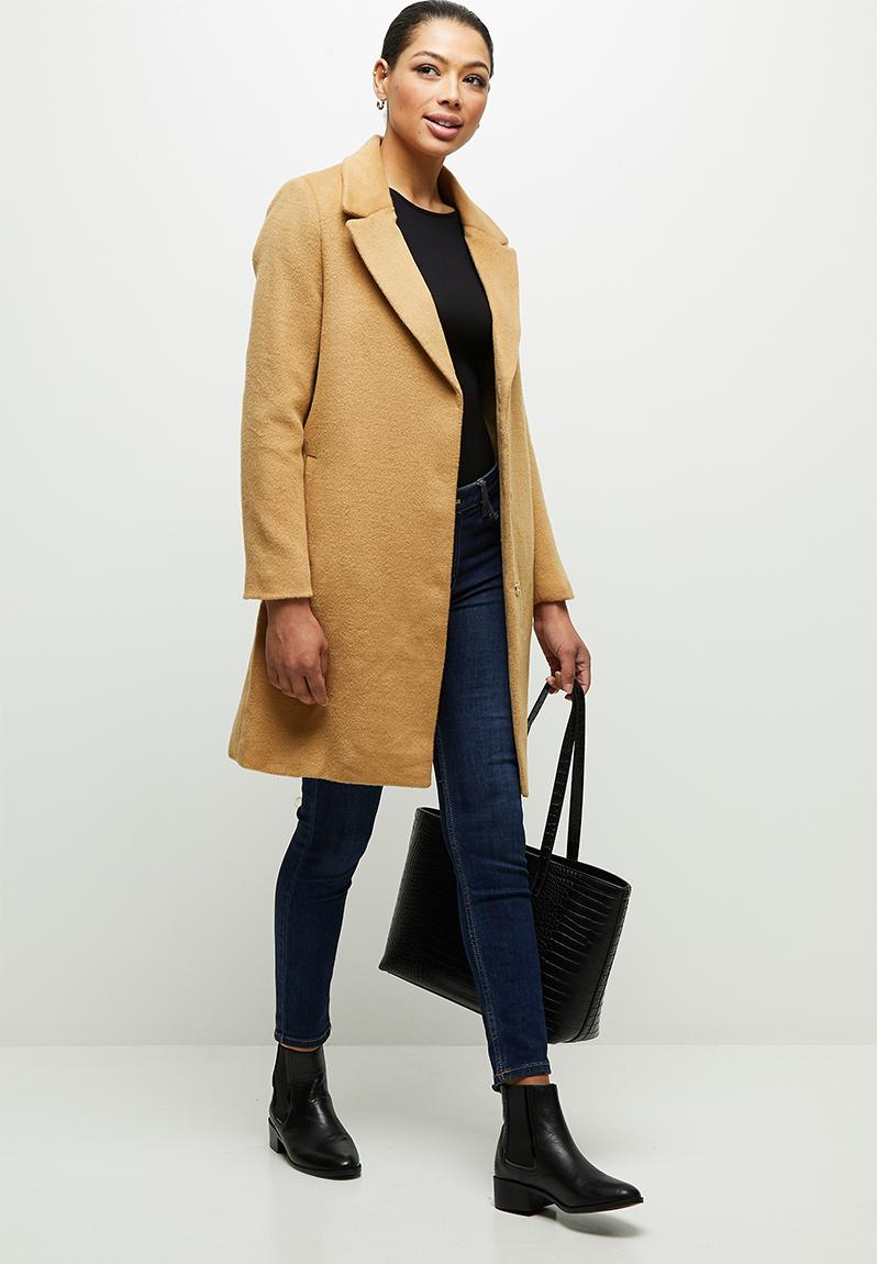 Fuzzy Melton coat - tan edit Coats | Superbalist.com