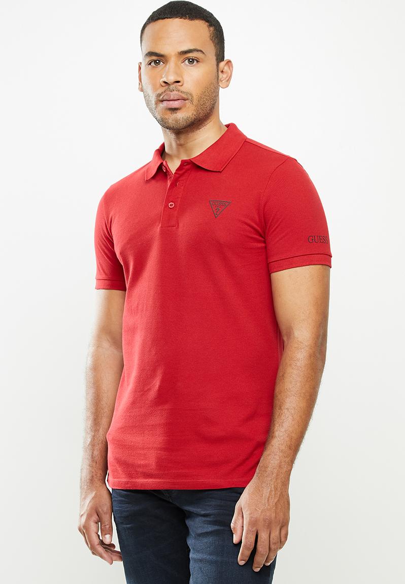 Ss Guess Man Rep Polo Red Guess T Shirts And Vests