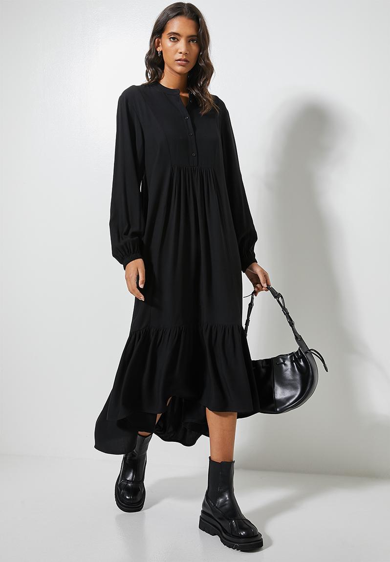 Mandarin collar tiered dress - black 1 Superbalist Casual | Superbalist.com