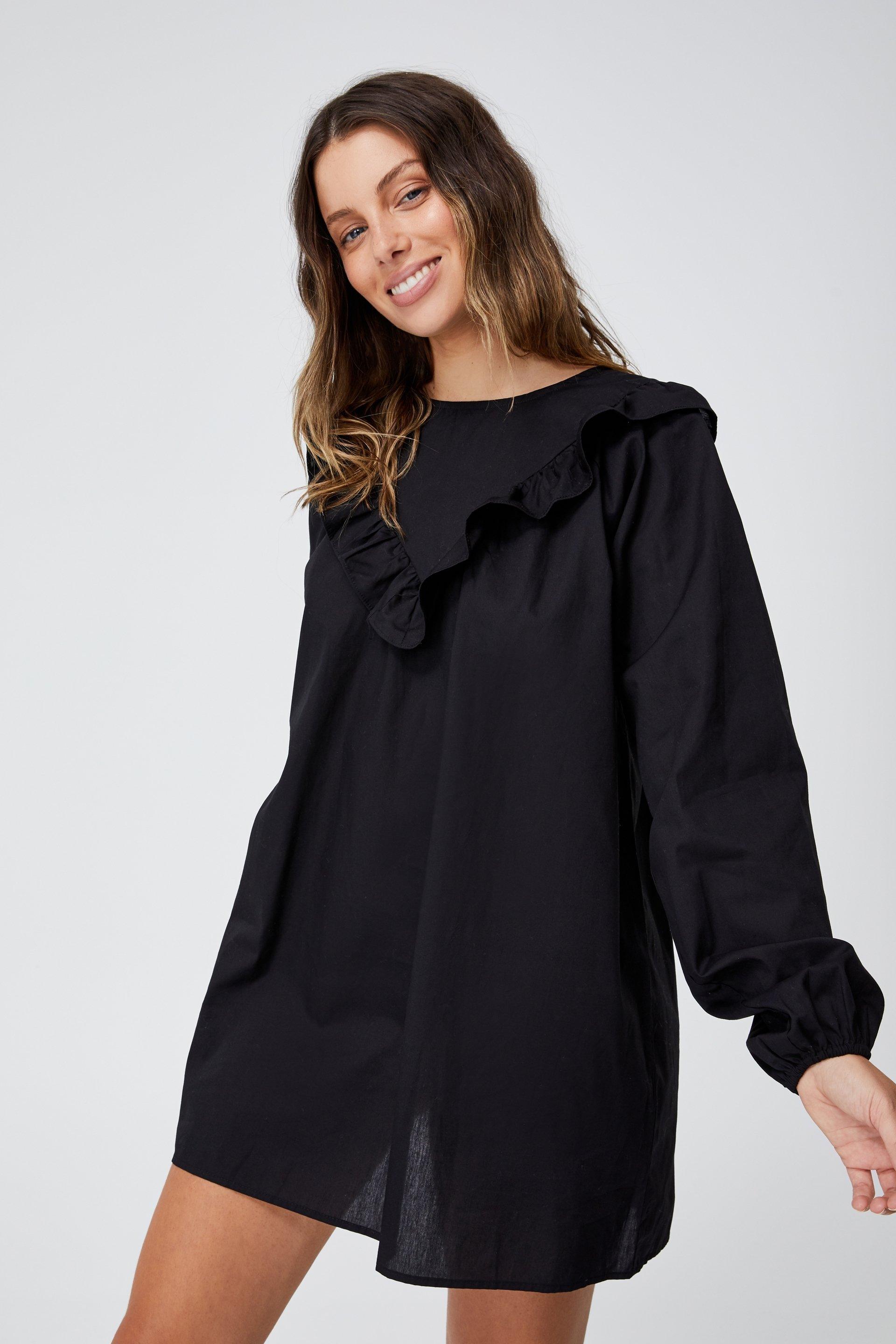 Woven juliet long sleeve mini dress - black Cotton On Casual ...