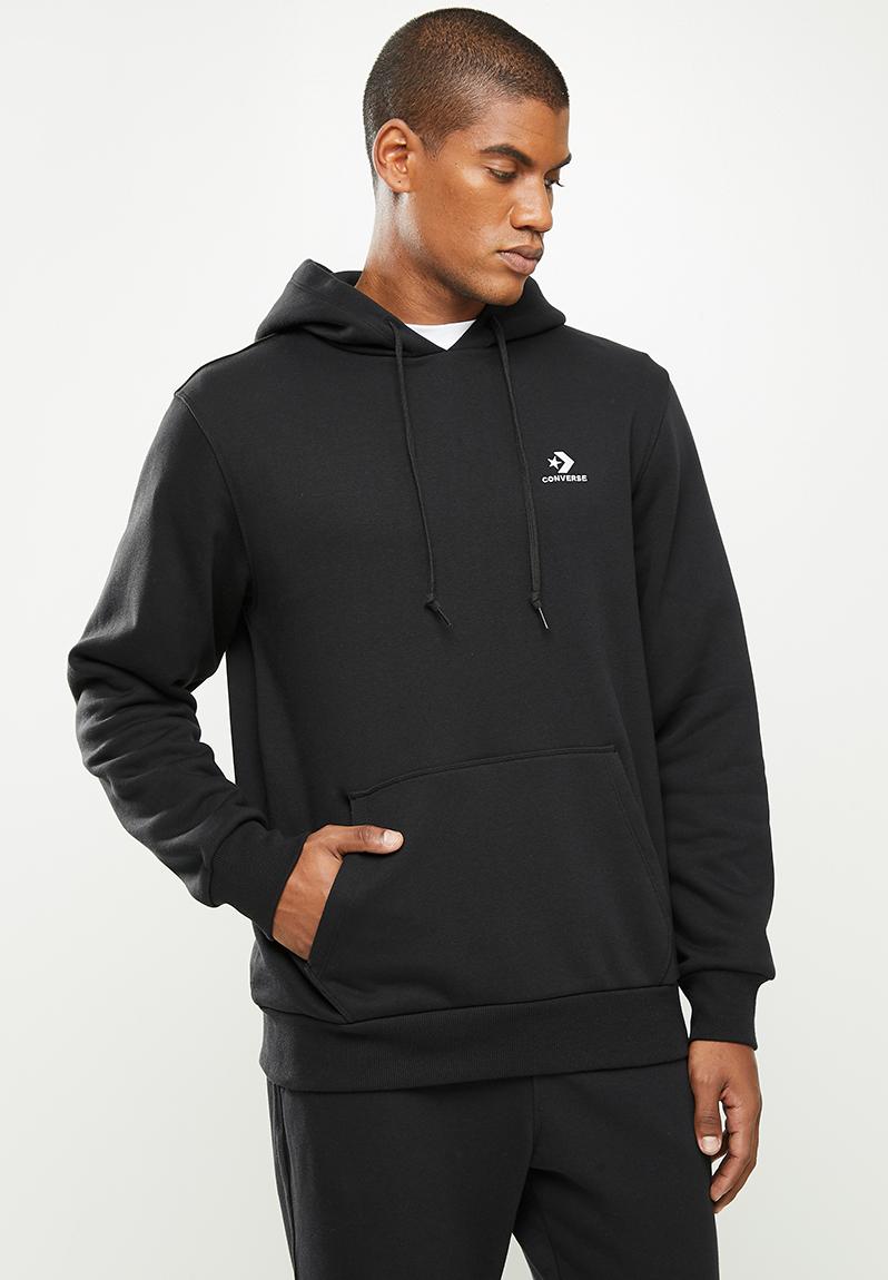Embroidered star chevron fleece pullover hoodie - converse black ...