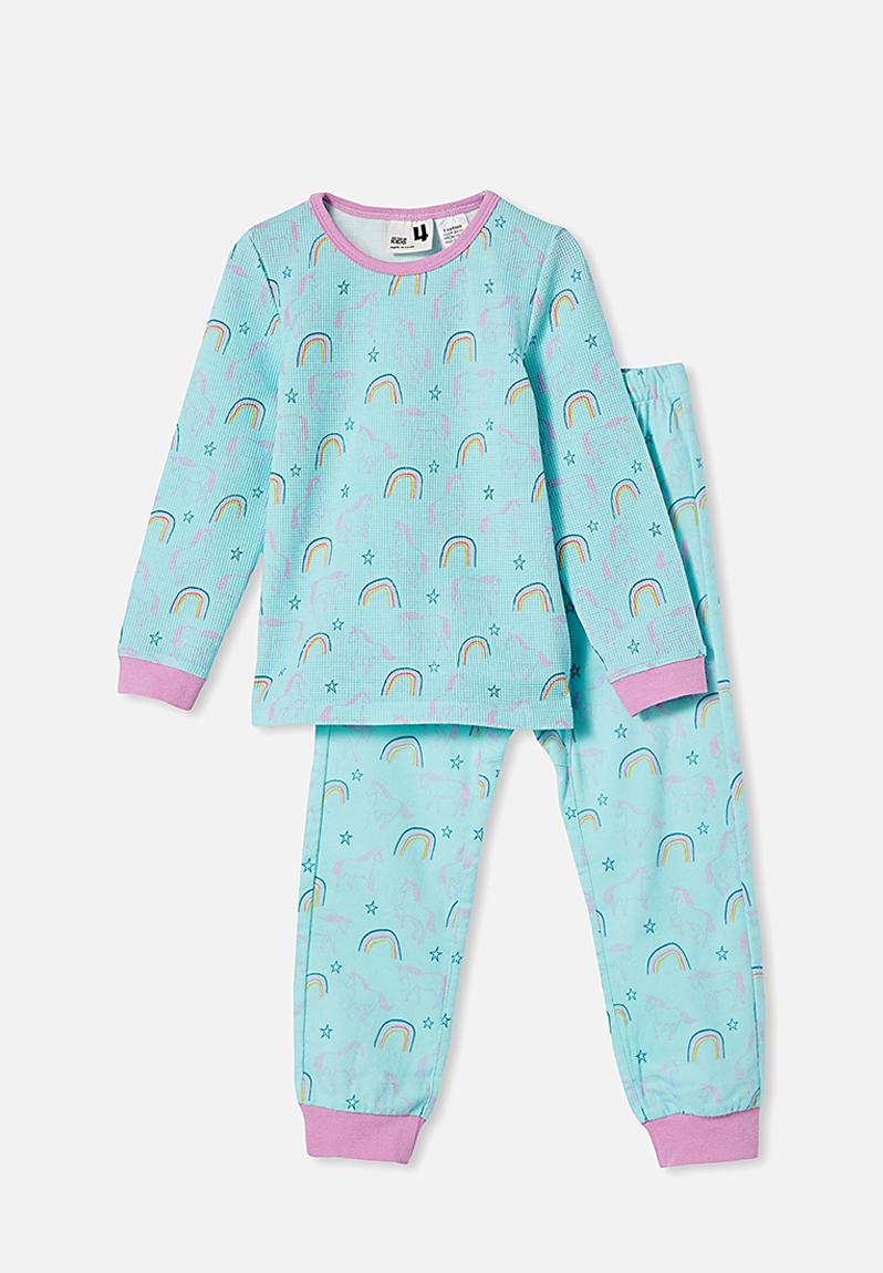 Edith long sleeve pyjama set - unicorns and rainbows/dream blue Cotton ...