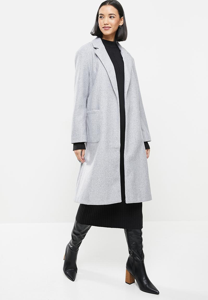 Trillion long belt coatigan - light grey ONLY Coats | Superbalist.com