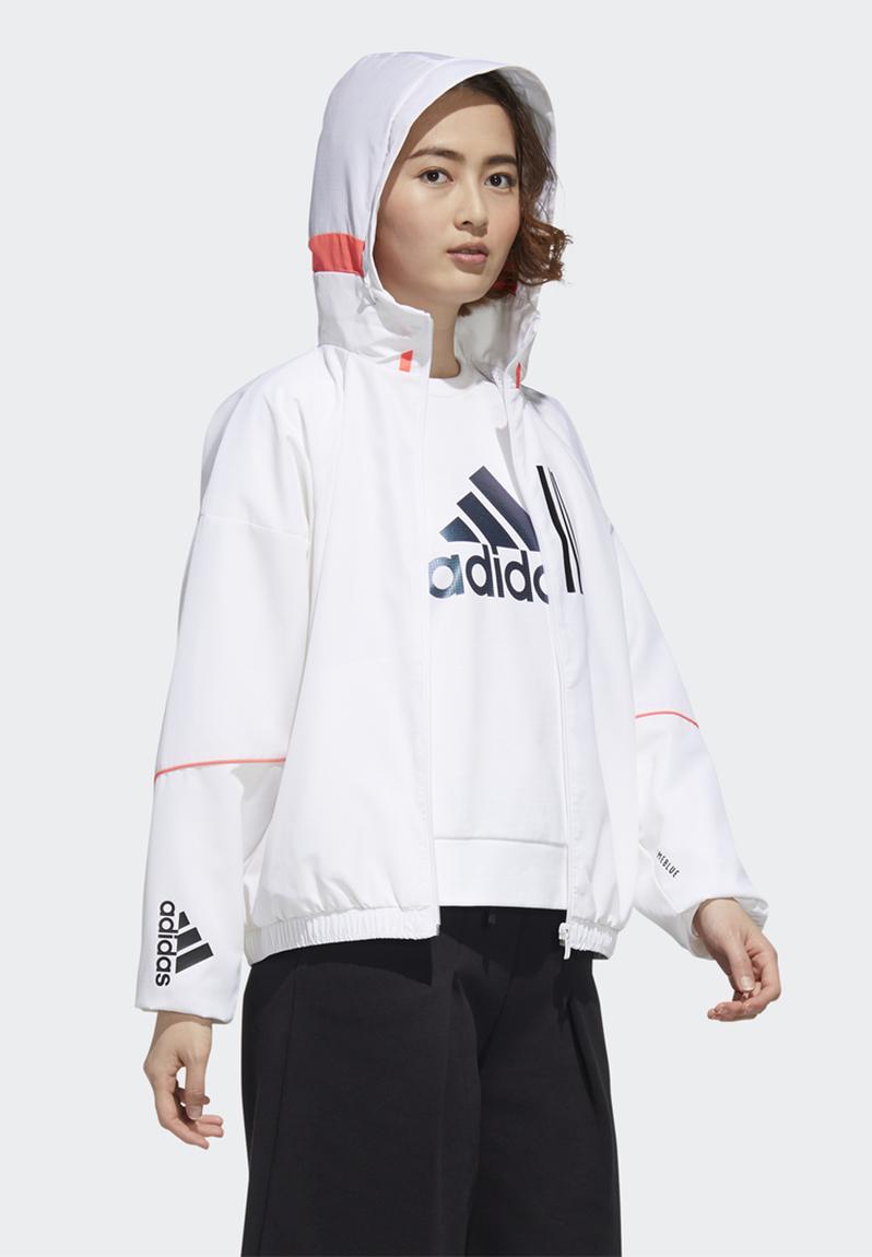 adidas white and black windbreaker