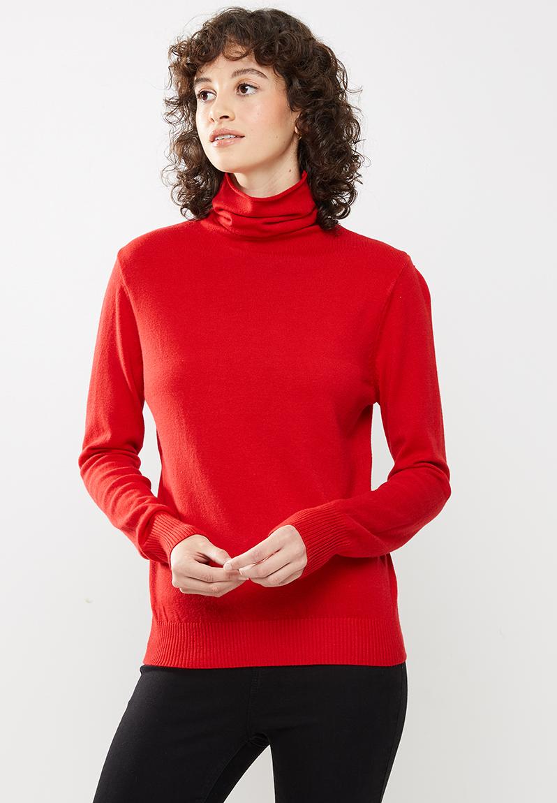Turtleneck long sleeve jersey - red STYLE REPUBLIC Knitwear ...