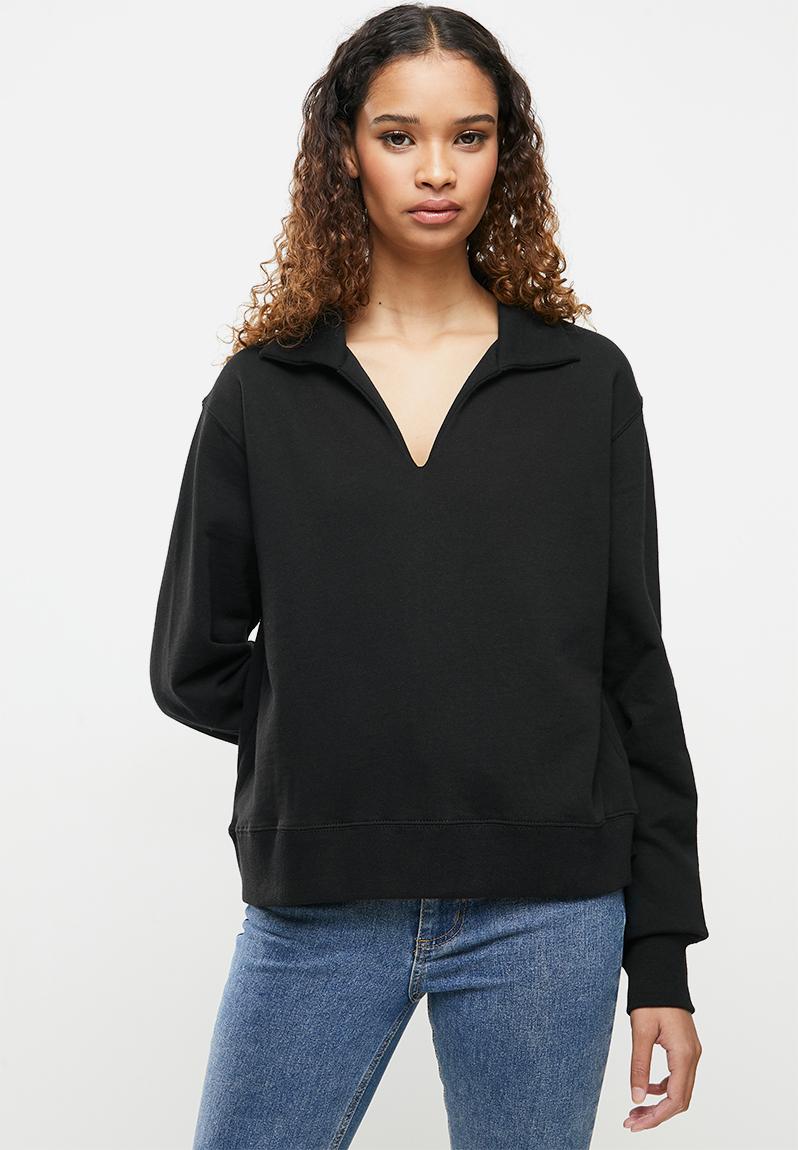 Kora collared l/s pullover - washed black Cotton On Hoodies & Sweats ...