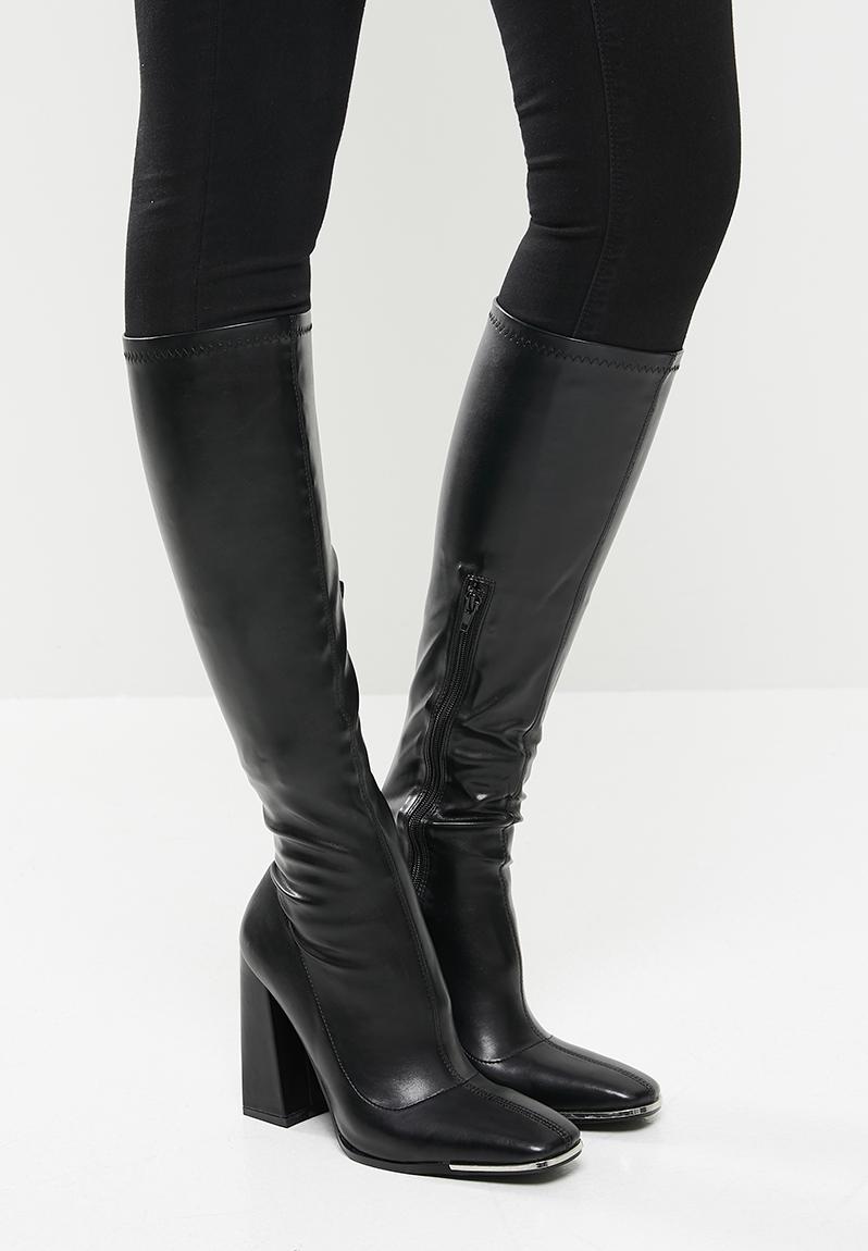 Caryn knee high heeled boot - black Public Desire Boots | Superbalist.com