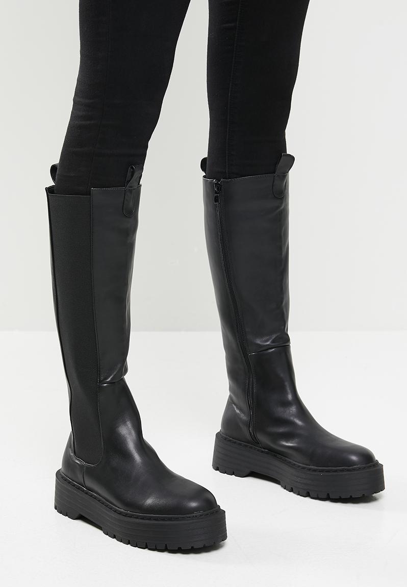 Andi knee high chunky sole boot - black Public Desire Boots ...