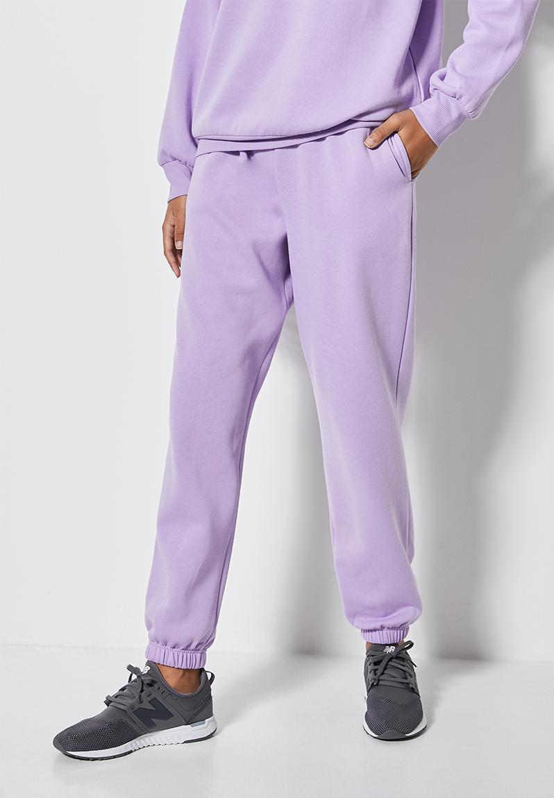 lilac track pants