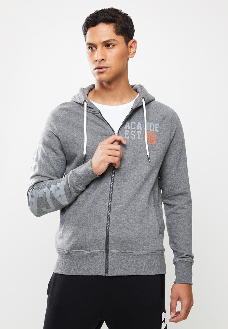 Aca joe fleece zip through hoody - grey Aca Joe Hoodies & Sweats ...