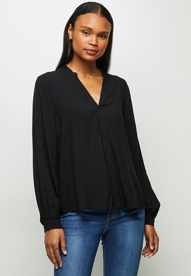Mandarin collar shirt - black 1 edit Shirts | Superbalist.com