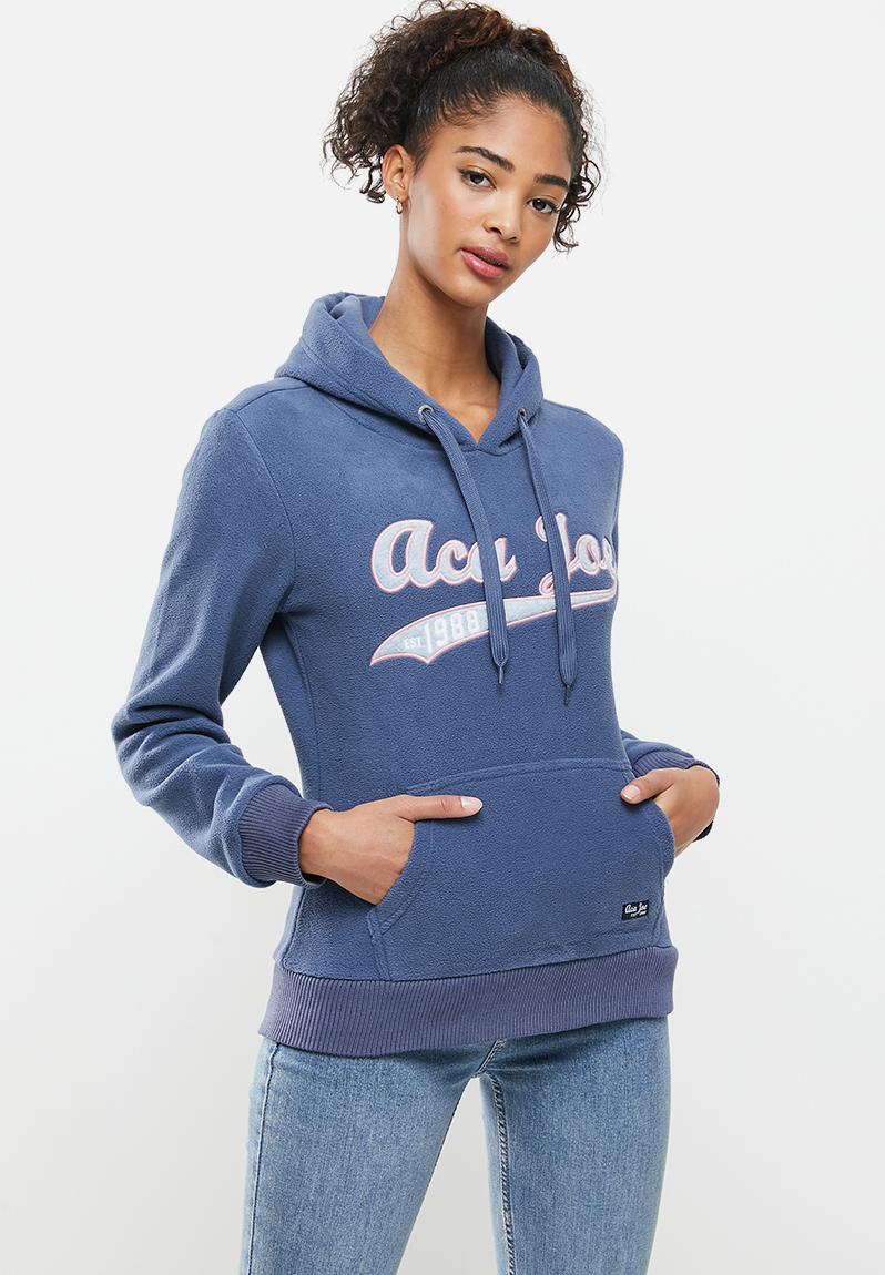 Polar fleece pullover hoodie - navy Aca Joe Hoodies & Sweats ...