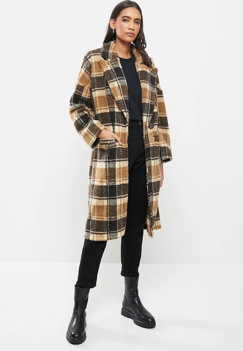 The Teddy Coat In Check - Brown Me&B Coats | Superbalist.com