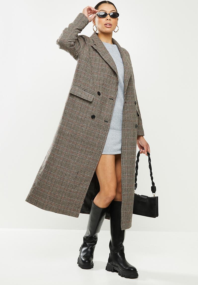 Heritage check oversized - brown Missguided Coats | Superbalist.com