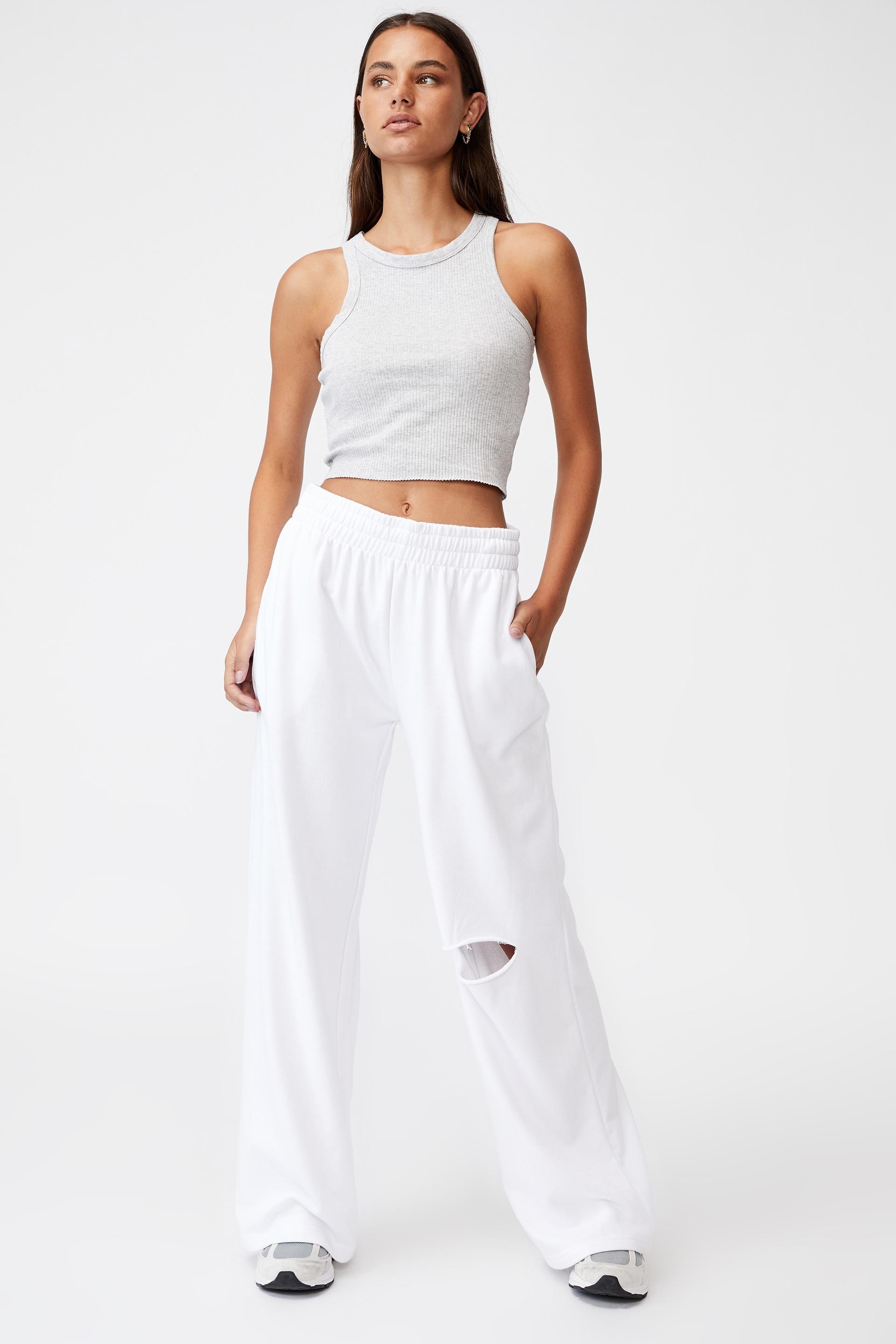 Wide leg trackpant - white Factorie Trousers | Superbalist.com