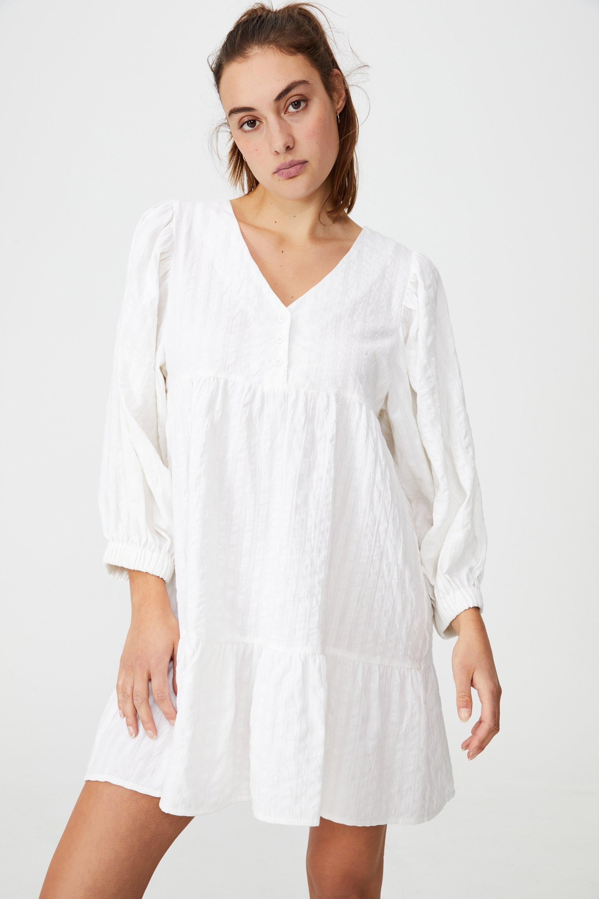 Woven zerha long sleeve smock mini dress - white Cotton On Casual ...