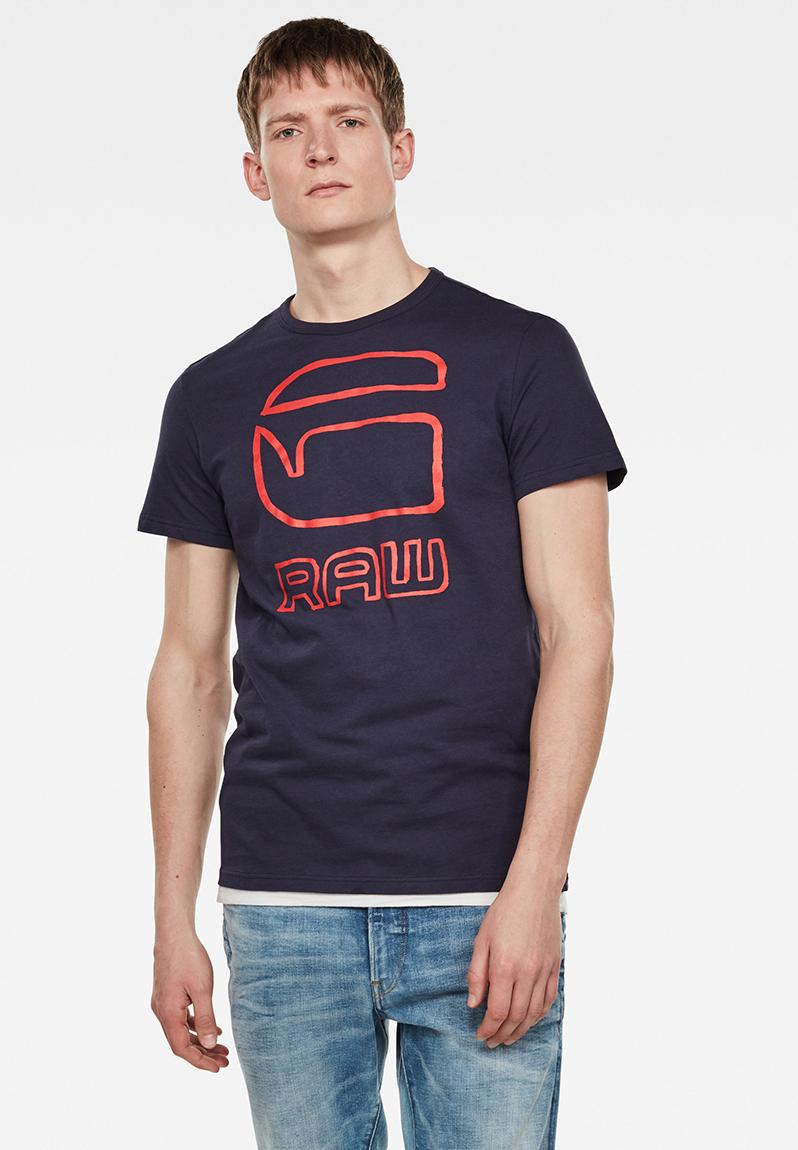 Graphic graw straight r t s\s - sartho blue G-Star RAW T-Shirts & Vests ...