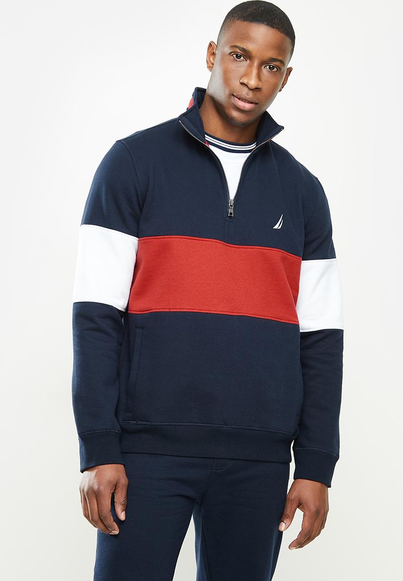 Fleece blocked 1/4 zip - navy Nautica Hoodies & Sweats | Superbalist.com