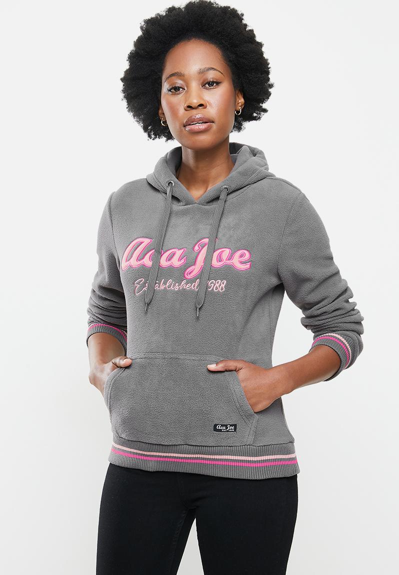 Polar fleece pullover hoodie - dark grey Aca Joe Hoodies & Sweats ...