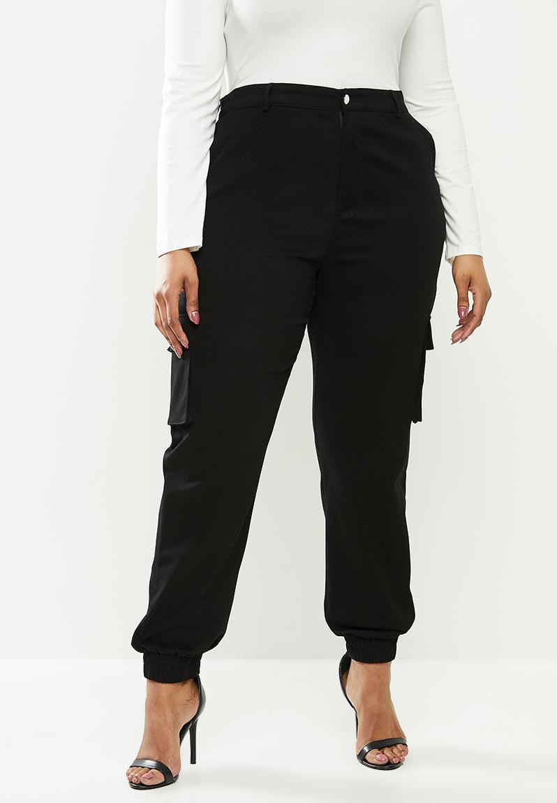 Plus stretch cargo trouser - black Missguided Bottoms & Skirts ...