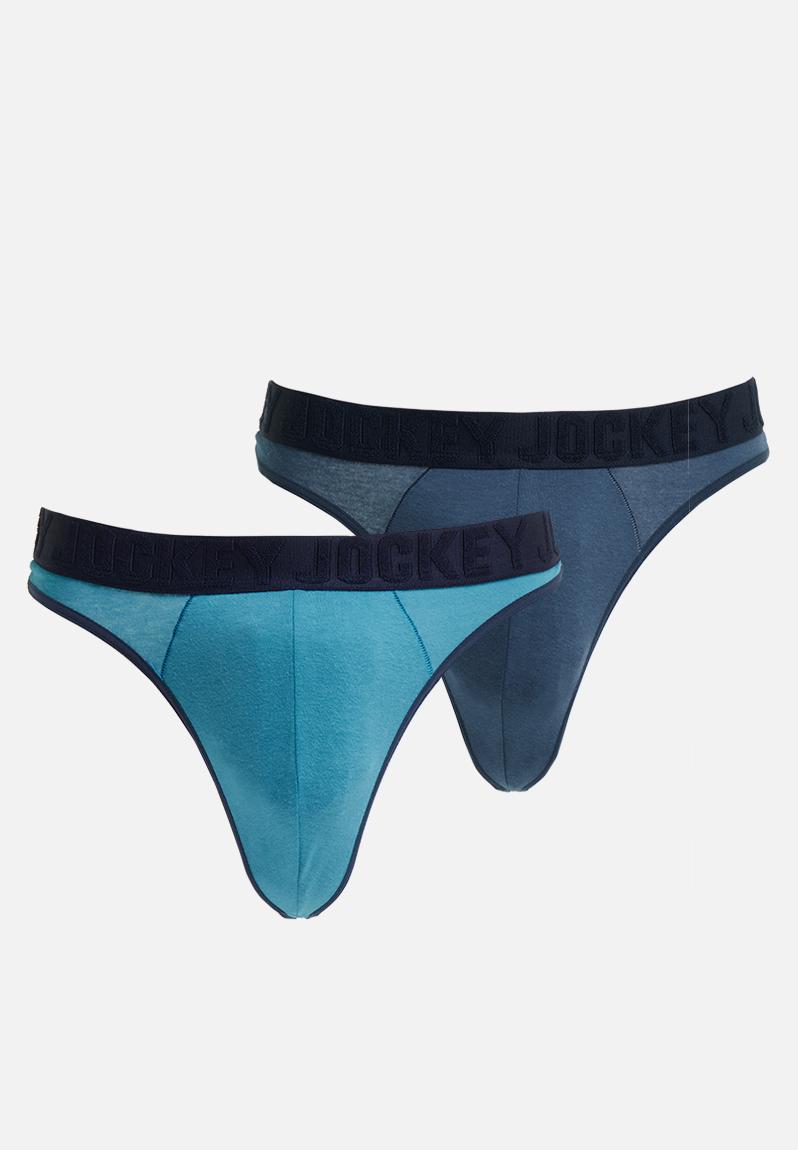 Jockey mens gstring plain 2 pack mosaic blue/insignia blue Jockey