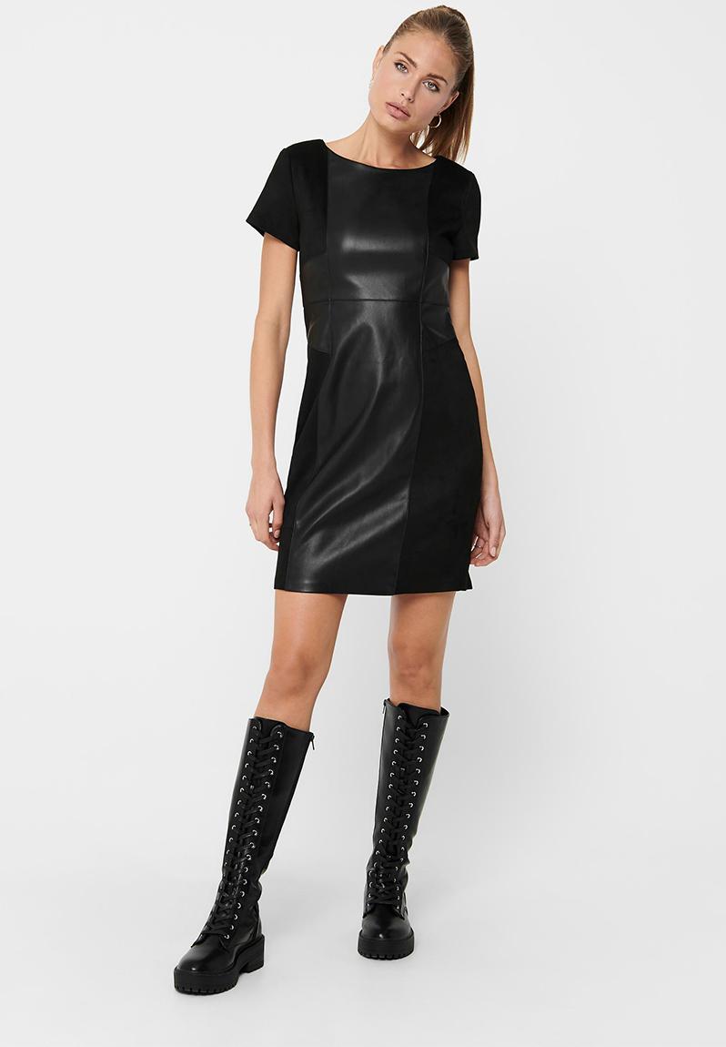 Elisa faux leather mix dress - black ONLY Occasion | Superbalist.com