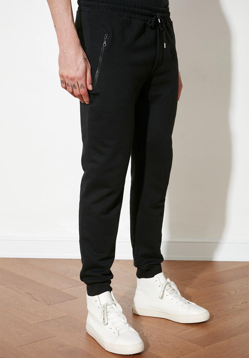 black patch pocket joggers