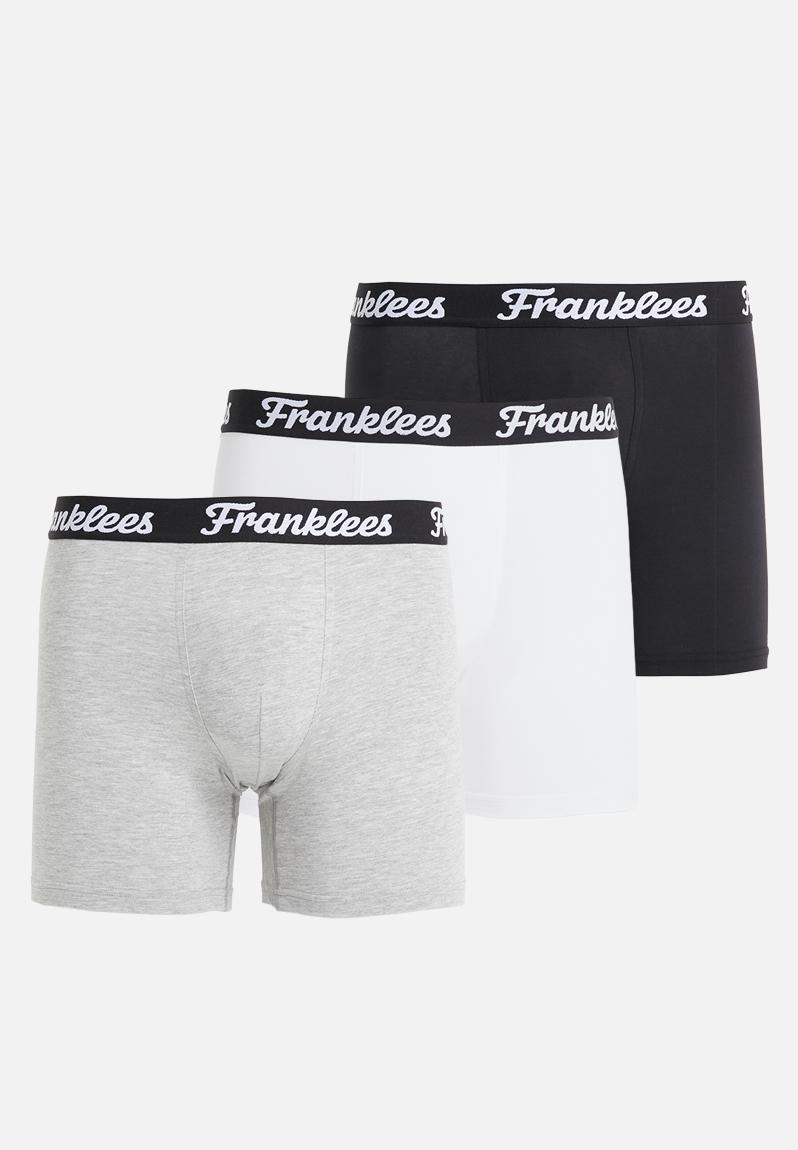 3 Pack long leg trunks - black/white/melange Franklees Underwear ...