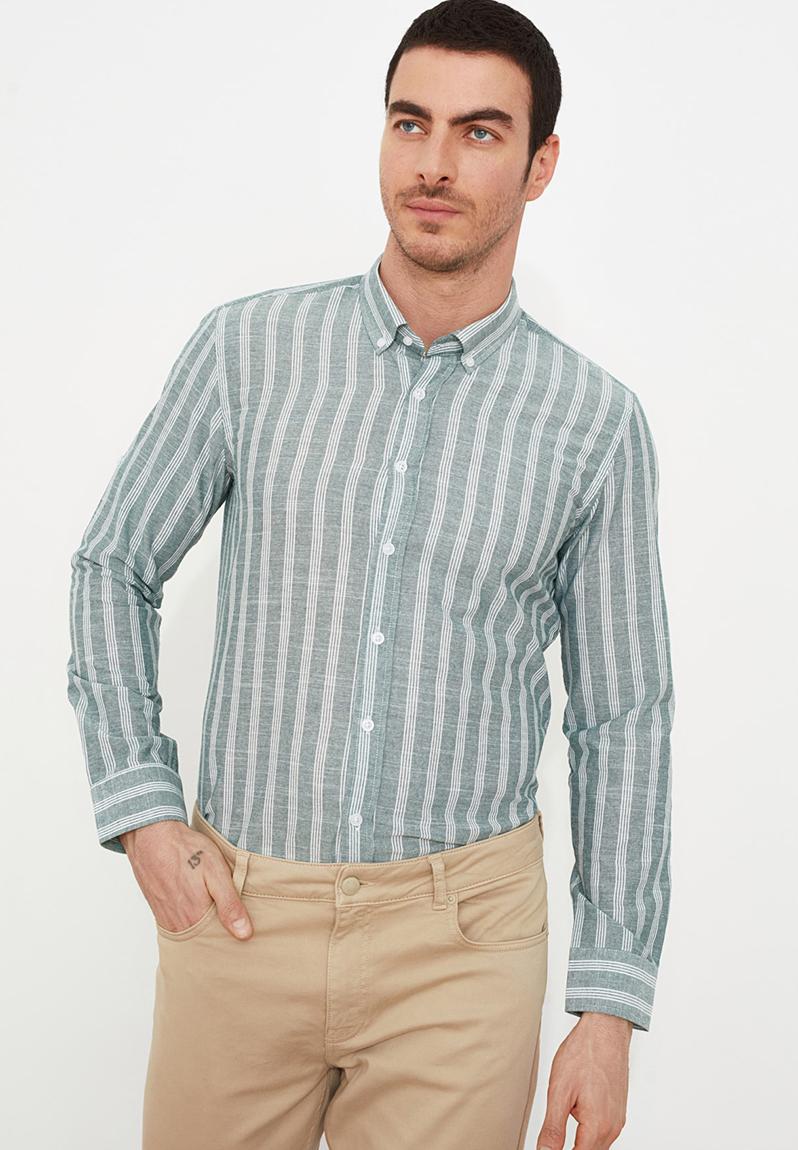 Stripe long sleeve shirt - green Trendyol Shirts | Superbalist.com