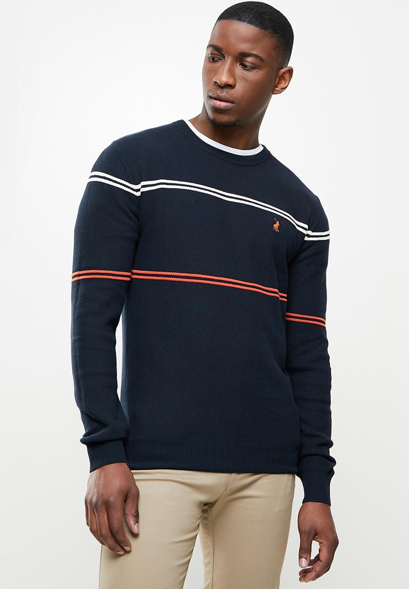 Roland stripe pique long sleeve knit - navy POLO Knitwear | Superbalist.com