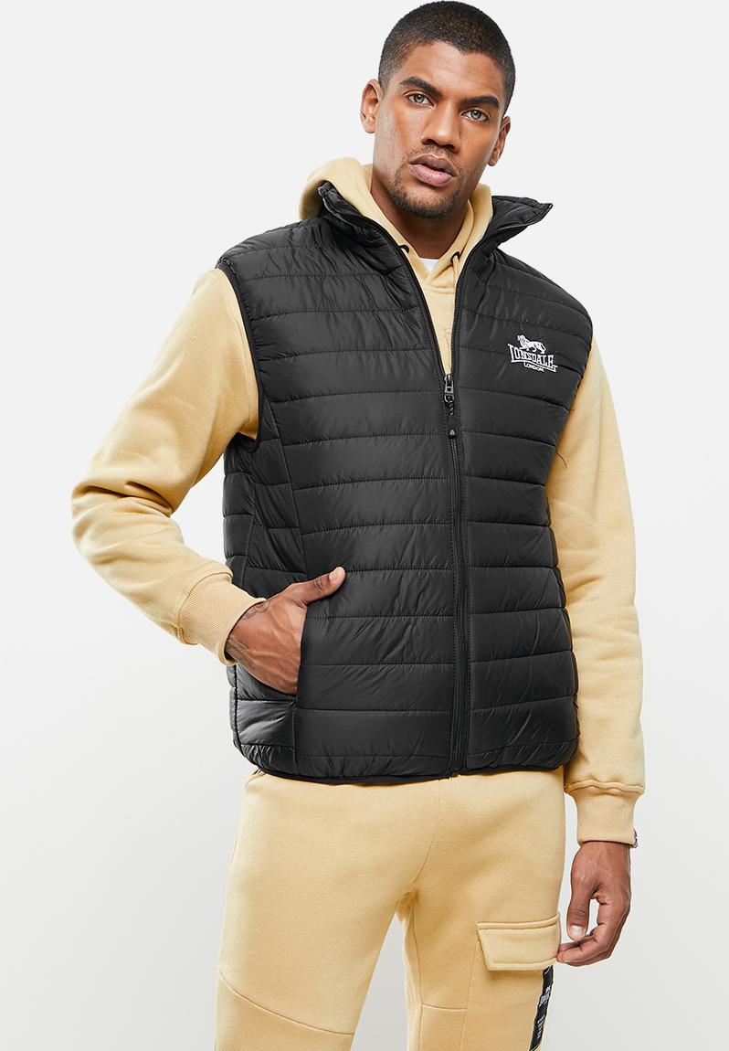 Sleeveless puffer jacket black/black Lonsdale Hoodies, Sweats