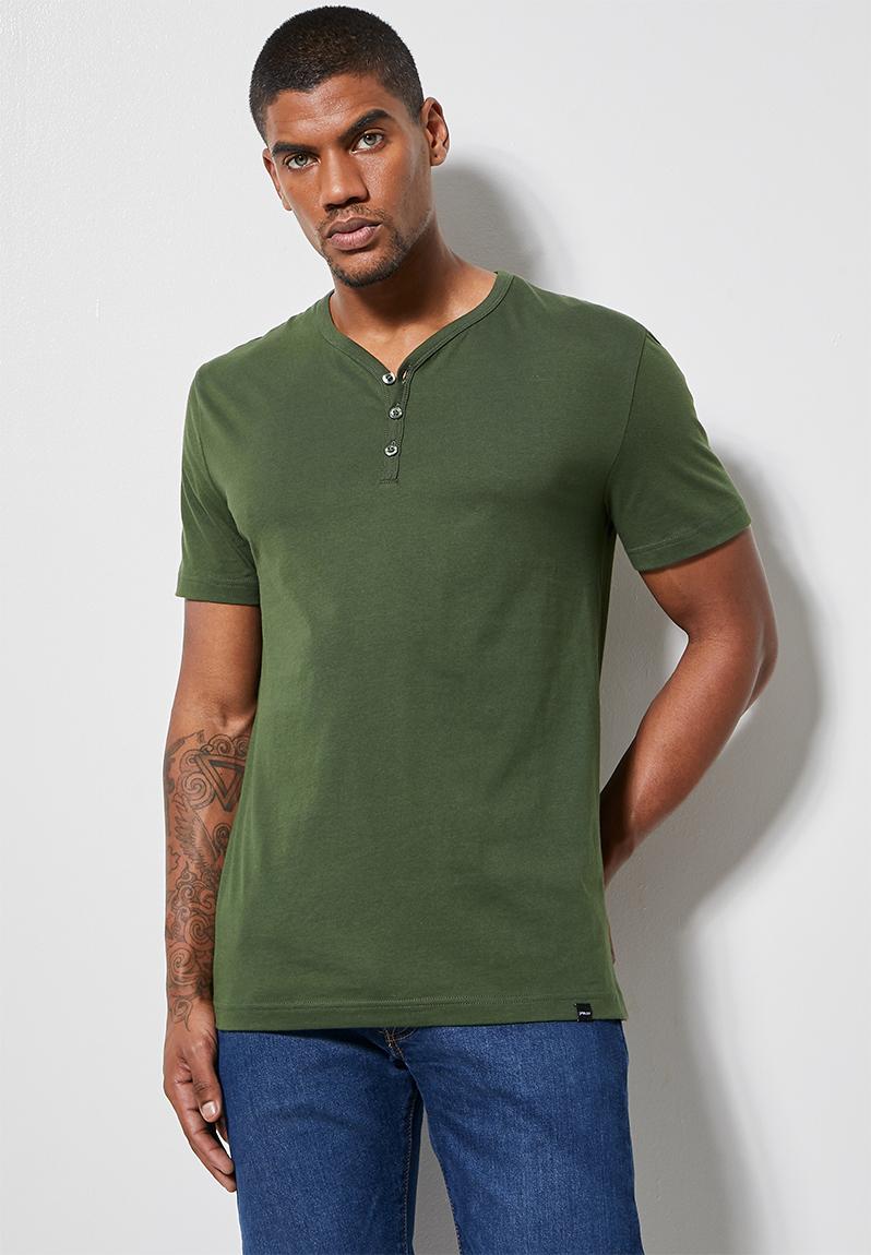 Plain henley tee - khaki green Superbalist T-Shirts & Vests ...