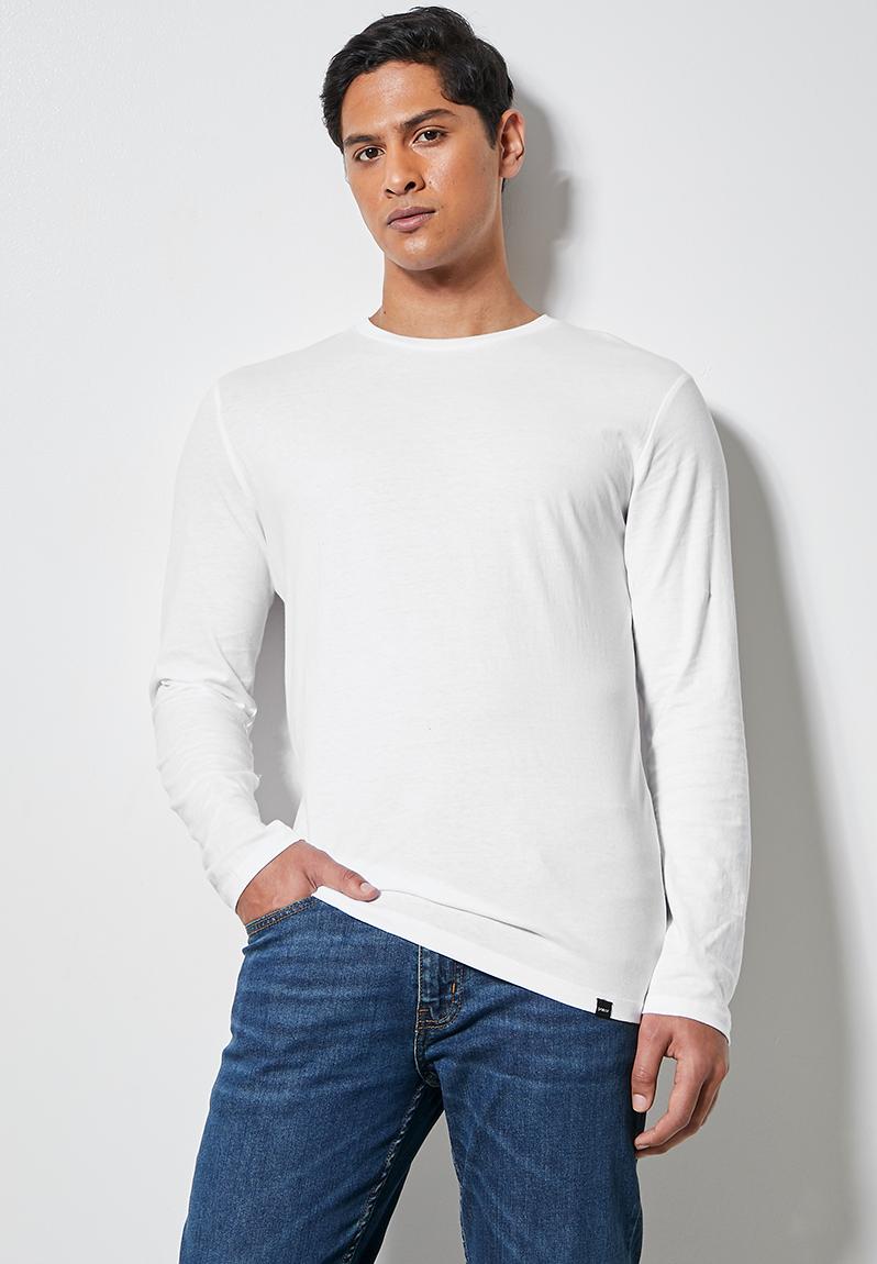 Plain l/s crew neck tee - white Superbalist T-Shirts & Vests ...