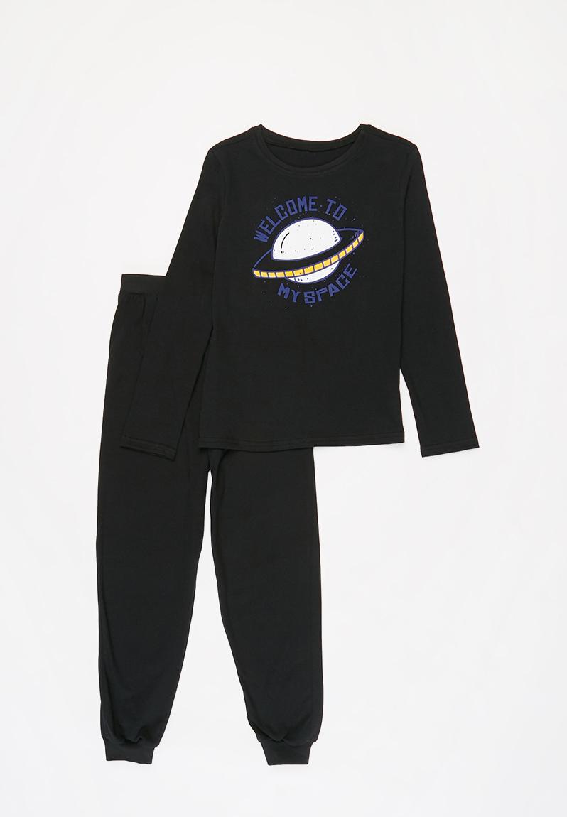 Boys long sleeve top & pants pj set - black Rebel Republic Sleepwear ...