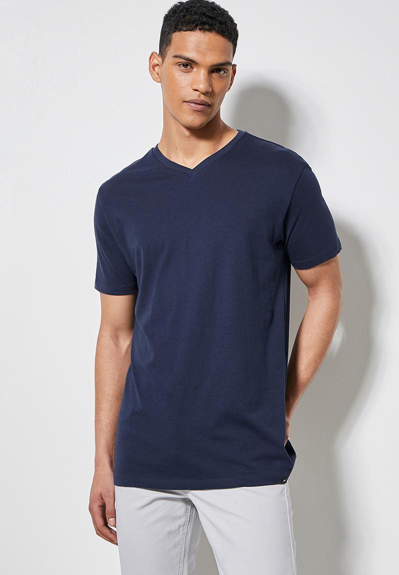 Plain vee neck tee - navy blue Superbalist T-Shirts & Vests ...