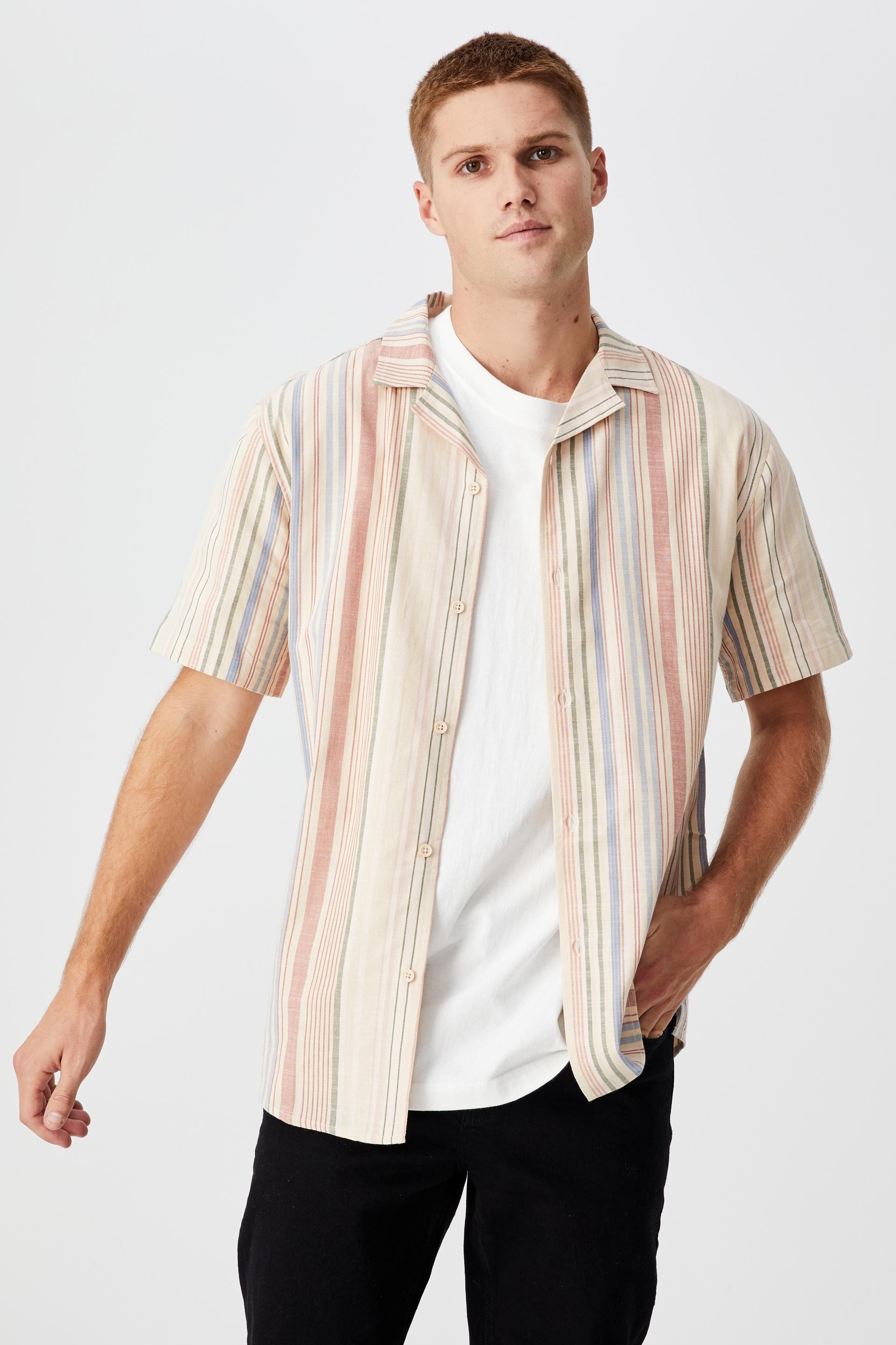Textured short sleeve shirt - mixed colour stripe Cotton On T-Shirts ...