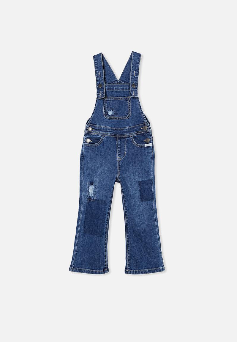 Isla flared overall - denim patching