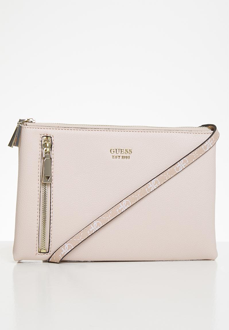GUESS Women's Naya Double Zip Crossbody Bag - Grain Double PVC Small Purse