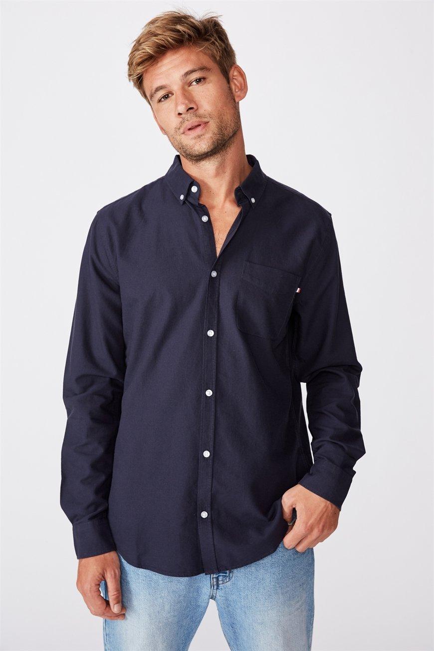 Brunswick long sleeve shirt 3 - navy oxford Cotton On Shirts ...