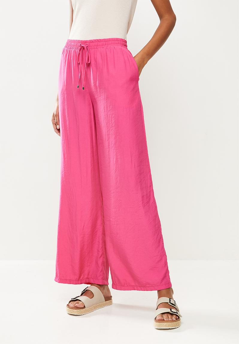 Pull-on wide leg pant with tie detail - pink Me&B Trousers ...