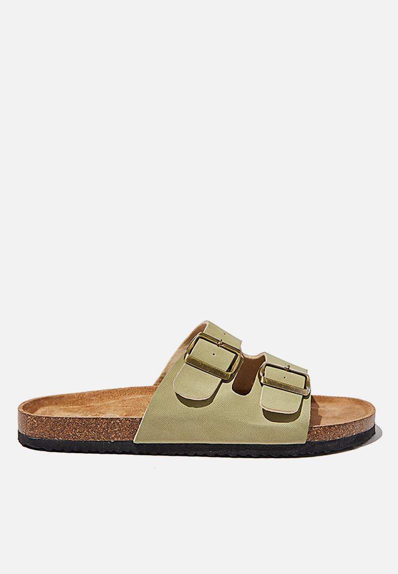 Rex double buckle slide - soft moss nubuck Cotton On Sandals & Flip ...