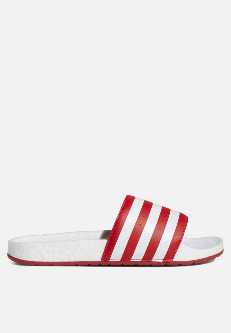red and white adidas sandals